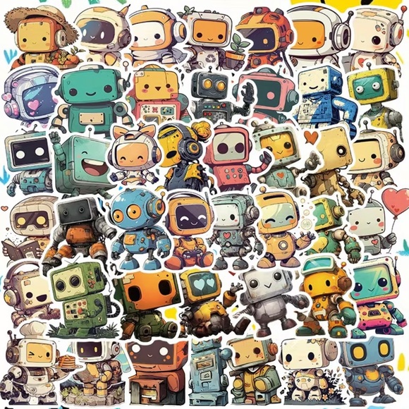 55pc Cute Anime Robot Stickers | Laptop, Planner, Water Bottle - Picture 2 of 8